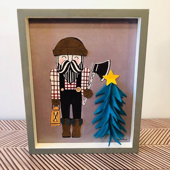 Hobby Lobby Christmas 2021 Woodland Wonders Shadow Box Felt Lumber Jack HTF - Picture 1 of 6